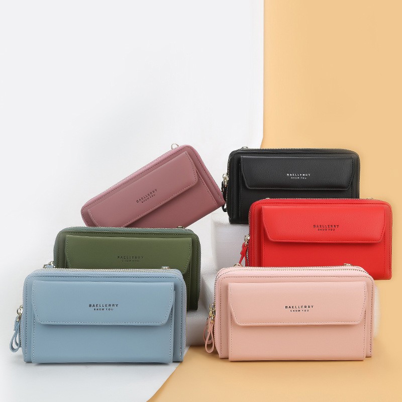 Designer Women Shoulder Bag Leather Wallet Women Wallet Double Zippers Female Clutch Wallet Crossbody Bag For Lady Bolsa Feminina