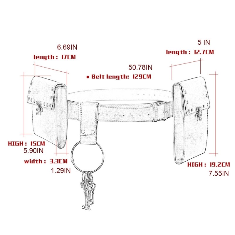 Vintage حزام جلد الخصر حزمة النساء الرجال Steampunk مزدوجة الحقيبة الخصر حقيبة حامل هاتف مقاوم للماء بوم محفظة فارس زي
