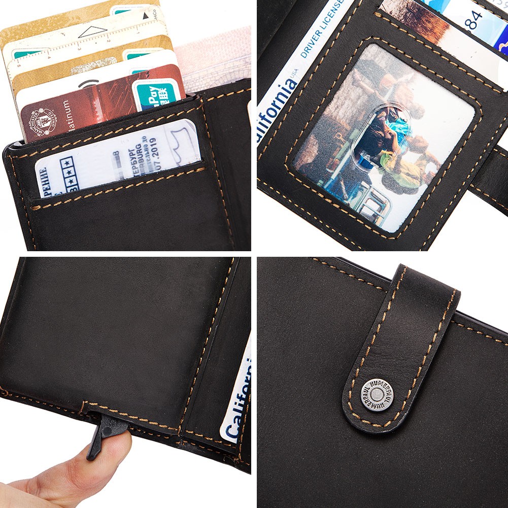 Short RFID Men Thin Bank Wallets Credit Card Holder Slim Male Nut Zipper Hasp Purse Genuine Leather Passport Travel Bags