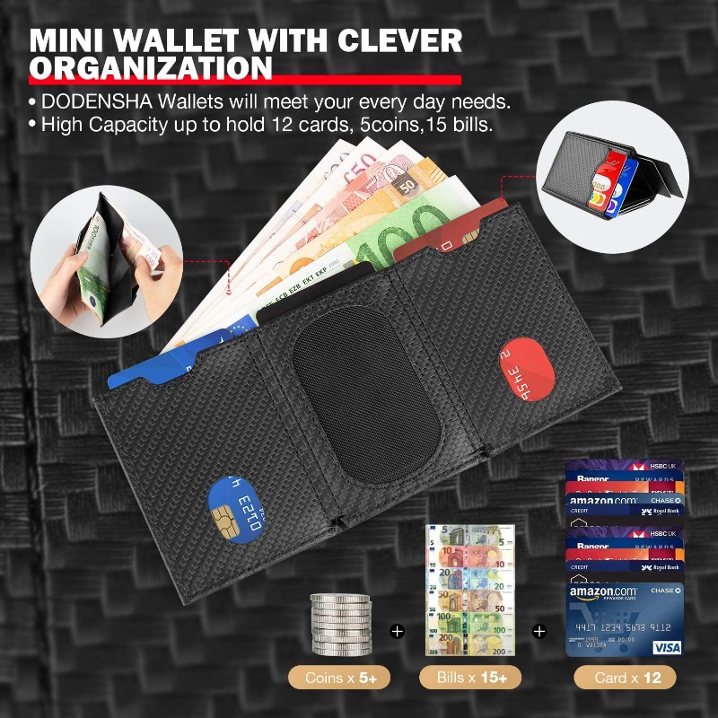 DIENQI Carbon Fiber Men Wallets Card Holder Money Bags Slim Thin Wallet Small Purse Male Black Wallet Vertical Walet 2021 Vallet