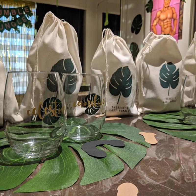 Custom Tropical Wedding Bag Monstera Paper Bag Bridal Shower Favors Bachelorette Party Bag Trinket Set