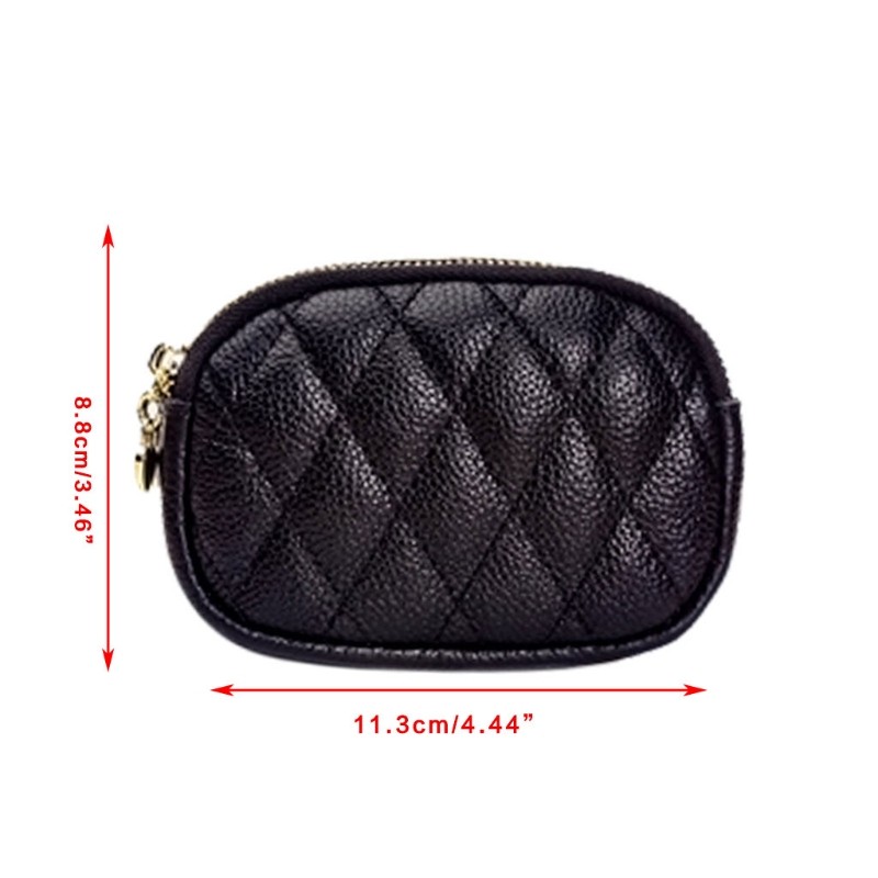 D0LF Women's Faux Leather Mini Wallet Double Zipper Diamond Multi Coin Purse Clutch