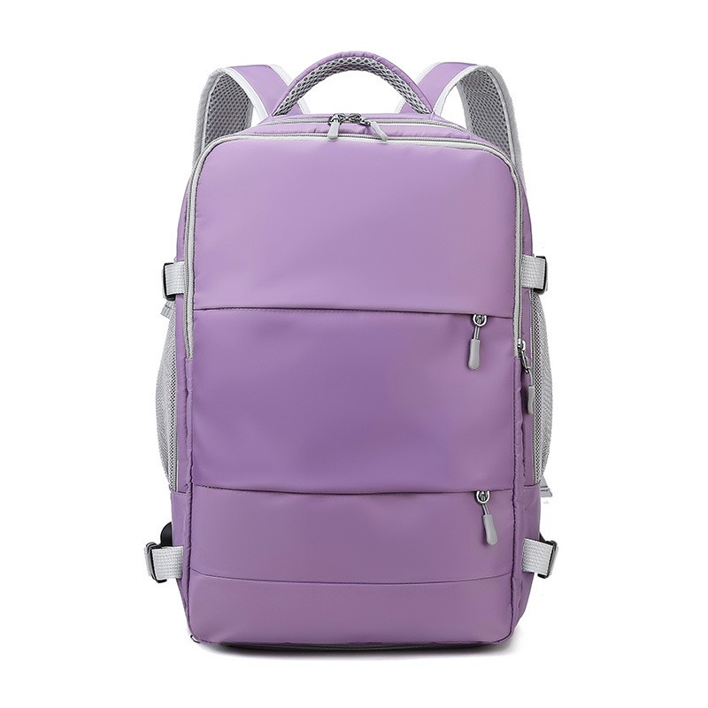 Pink Women Travel Bag Water Repellent Anti-theft Stylish Casual Daypack With Luggage Strap And USB Charging Port Backpack