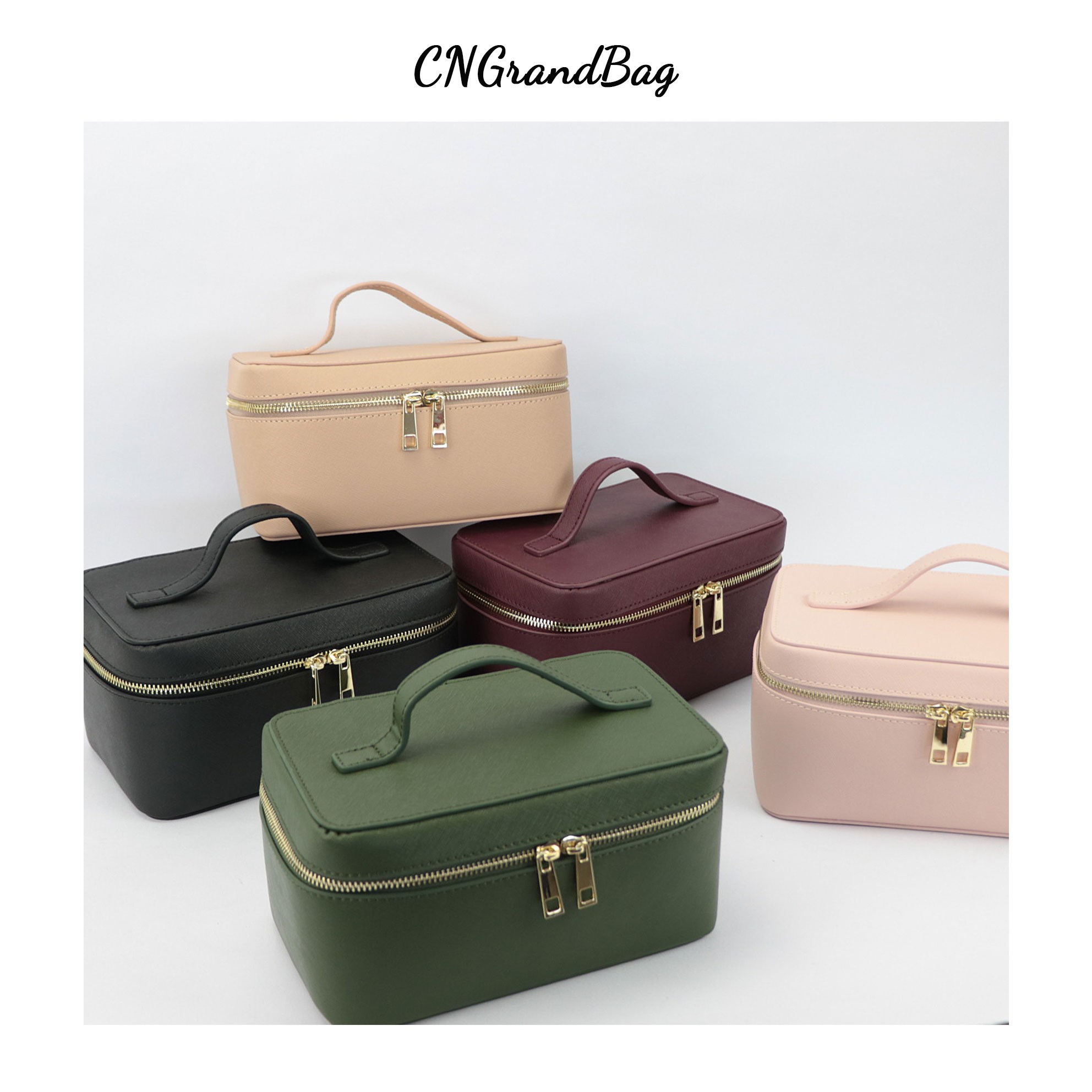 Ladies Saffiano Split Leather Travel Toiletry Bag Portable Hanging Makeup Organizer Box Toiletry Kit for Men Cosmetic Bag for Women