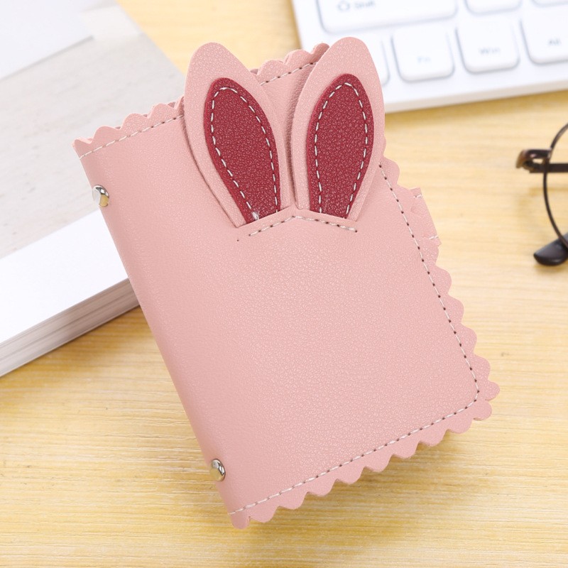 PU Leather 26 Men and Women Business Card Holder Rabbit Ear Business ID Card Holder Bag Bank Card Holder Card Holder Gift Card Holder