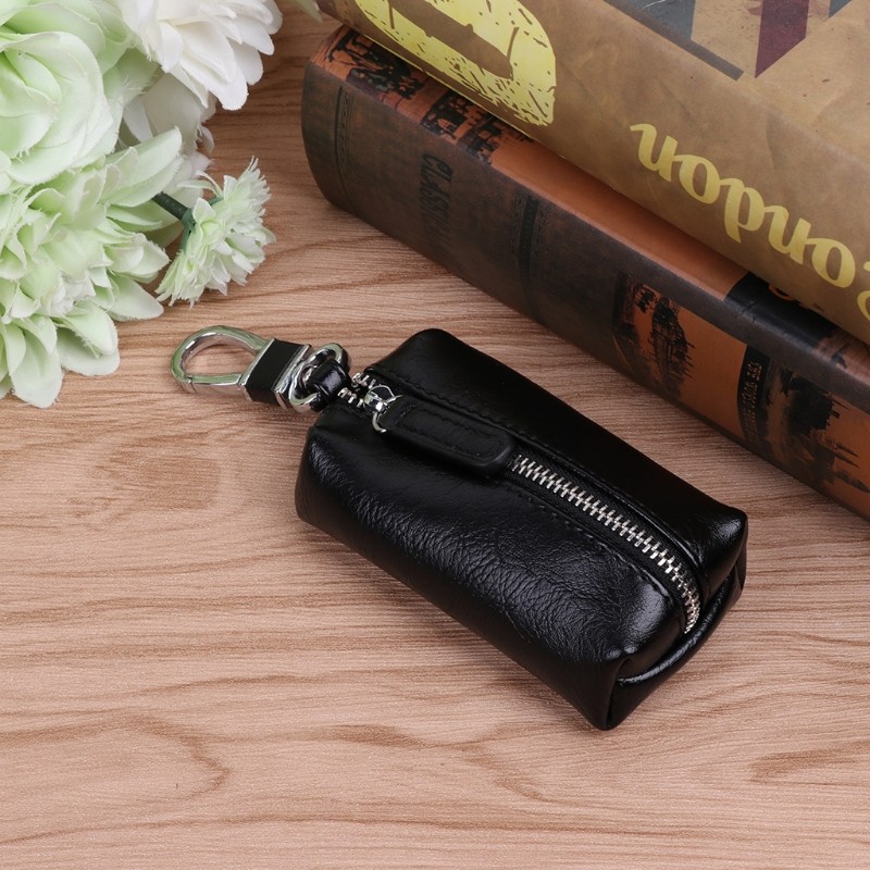 Men's PU Leather Key Wallet Unisex Zipper Wallet Car Key Holder Clip Home Nanny Holder