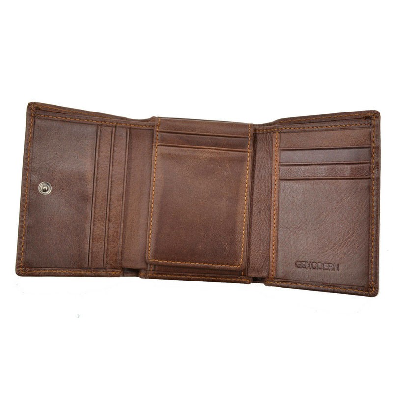 GENODERN Short Tri-fold Men's Wallet with Multi Card Holder Fashion Men's Wallet RFID Blocking Wallet Anti-scanning Leather Wallet