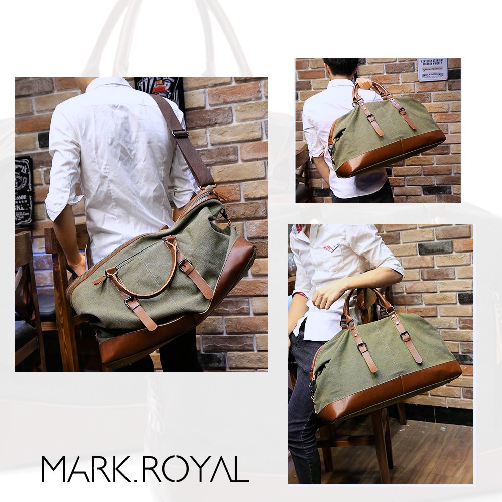 MARKROYAL Canvas Leather Men Travel Bags Carry On Luggage Bag Men Duffel Bag Handbag Large Travel Shopping Bag Weekend Bag Dropshipping