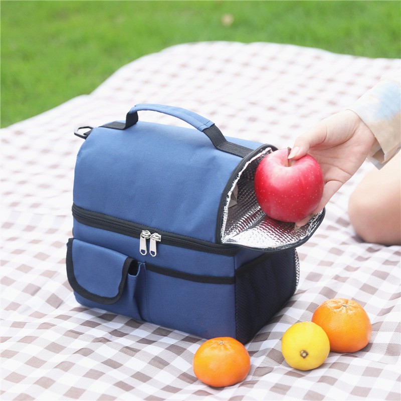 2 Layer Waterproof Lunch Bag Leakproof Thermal Fresh Cooler Thermal Picnic Food Fruit Bag Insulated Lunch Bag For Men Women