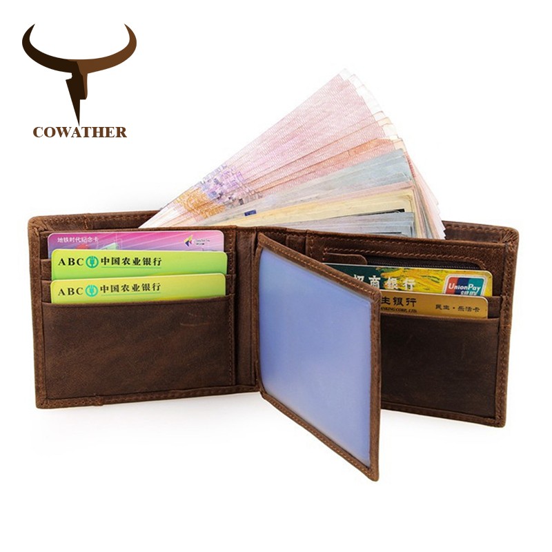 COWATHER - Genuine cowhide leather men's wallet, high quality, paste, dollar price, carteira masculina, original brand, 100%