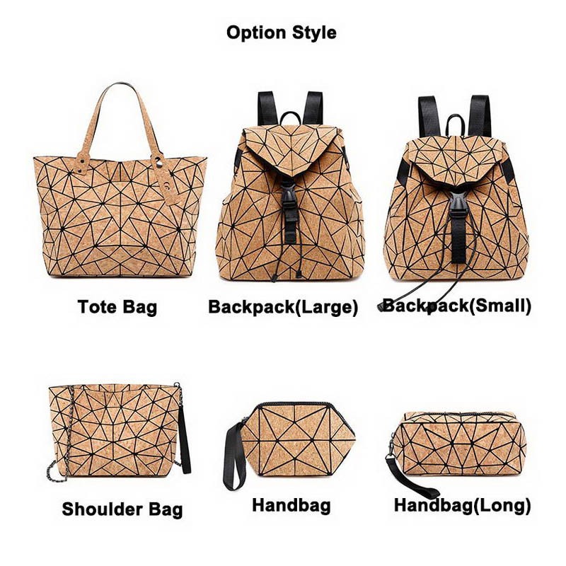 W638 kandra diamond geometric cork backpack deformation student school bags for teenage girl travel bags dropshipping