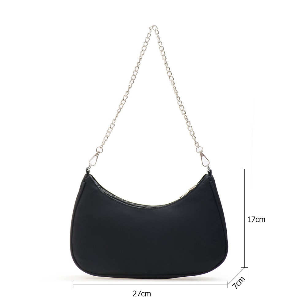 Fashion Young Women's Purses Handbag Solid Color Casual Small Underarm Bag Female Chain Shoulder Pouch Ladies Nylon Top-handle Bags