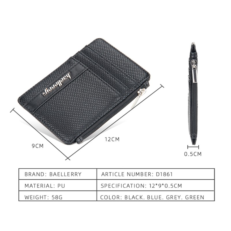 Men Small Credit Card Holder PU Leather Wallet Male Travel Slim Casual Money ID Card Coin Purse Change Business Pocket