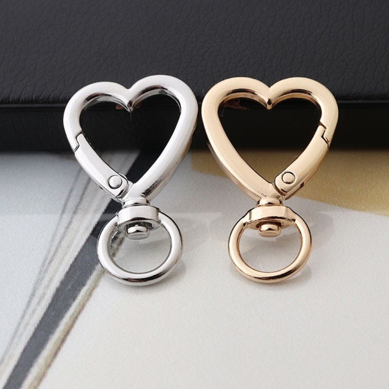 2pcs Bag Accessories Luggage Clasps Handle Heart Shape Lobster Buckle Metal Swivel Clips Snap Hooks Key Rings