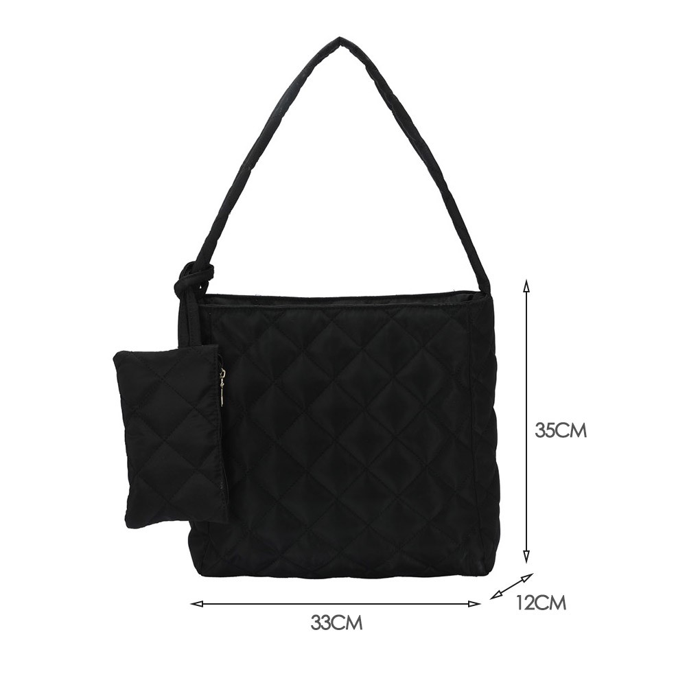 Fashion Cotton Quilted Diamond Lattice Handbag With Small Bag Nylon Solid Color Zipper Composite Bag Shoulder Bags For Women 2021