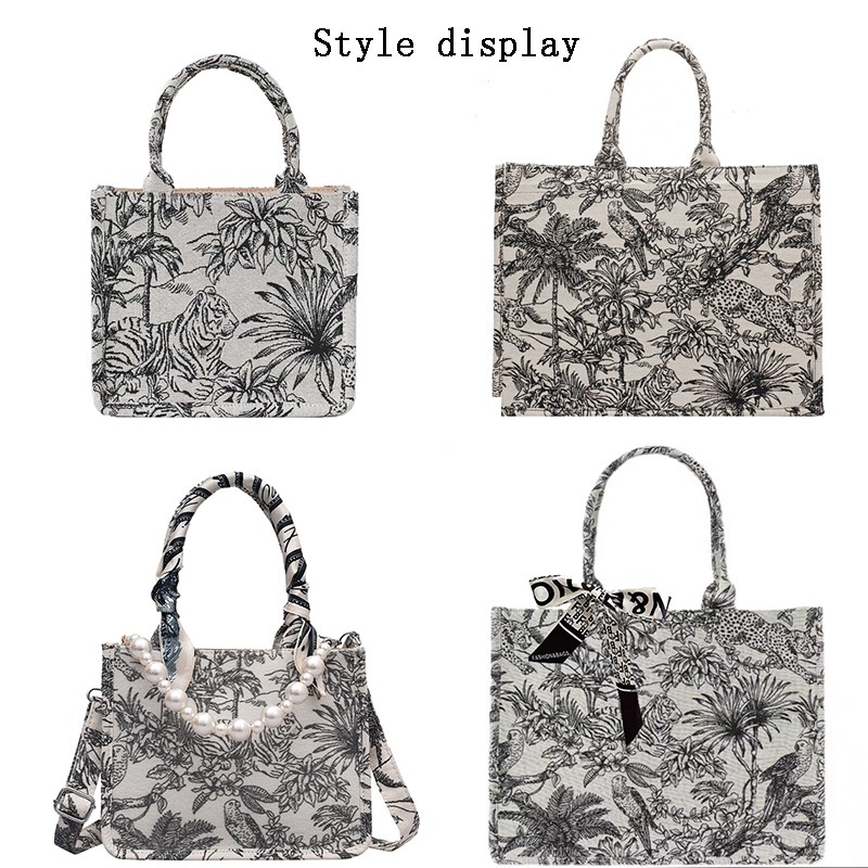 2022 women luxury shoulder bag designer handbag fashion girls jacquard embroidery female shopper canvas brand designer tote bags