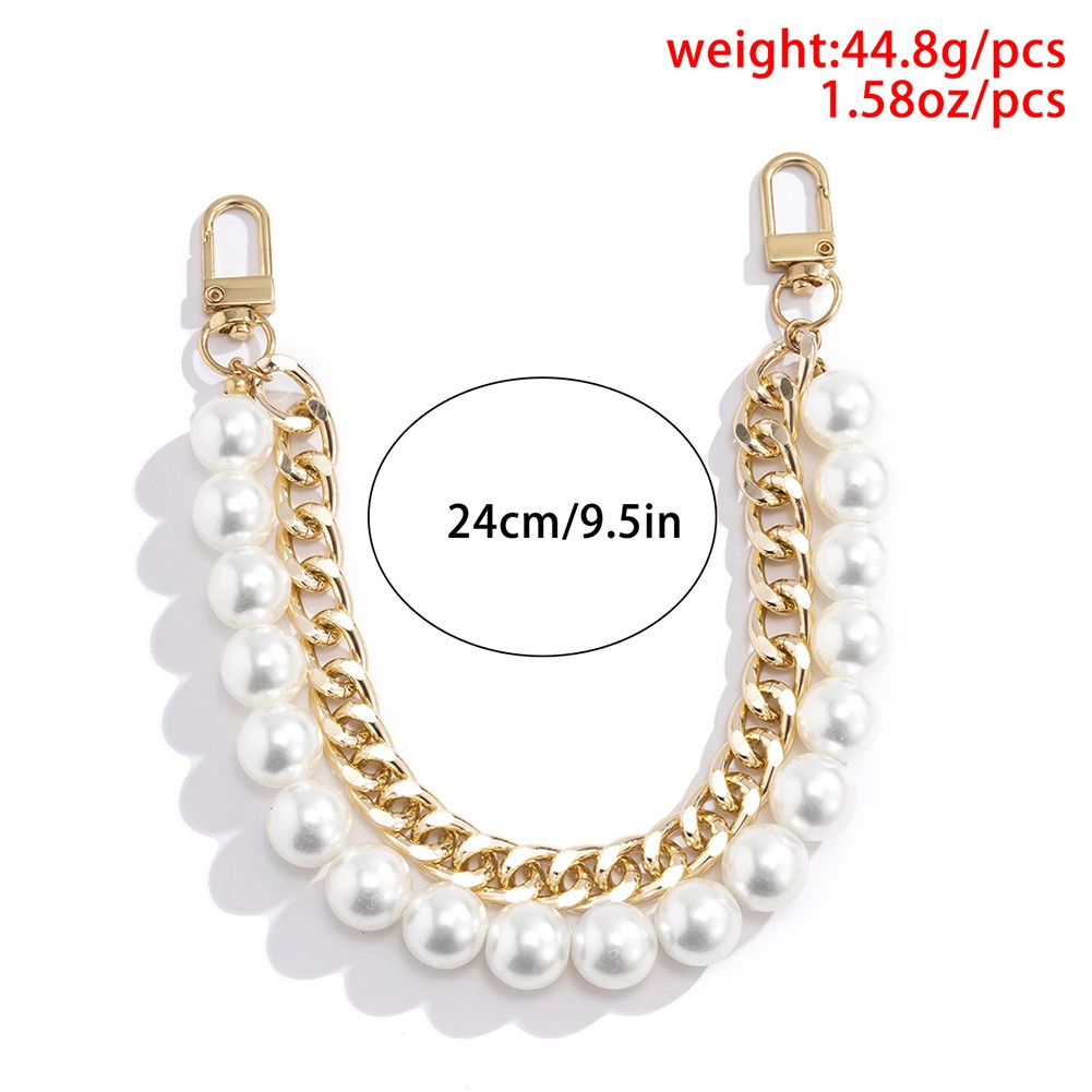 25/40cm Aluminum Pearl Strap for Handbags Handles DIY Women Purses Long Beaded Chain for Shoulder Bag Pearl Strap Replacement