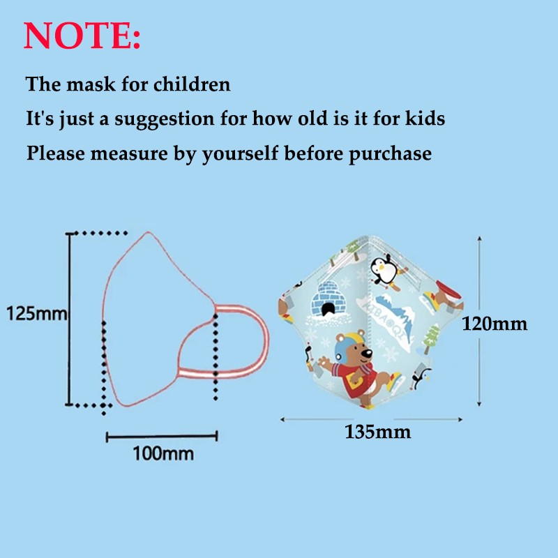 Kn95 Masks Kids Mouth Face Mask n95 Respirator 3D Cartoon Print Girls Boys Child Disposable Mask ffp2fan Children FPP2 Masks