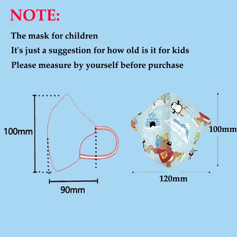 Kids KN95 Mask Girls Boys Children Face Masks Anti-Dust 0-3 Years Old Baby 4 Layers Fabric 3D Cartoon Baby Face Mouth Mask ffp2fan