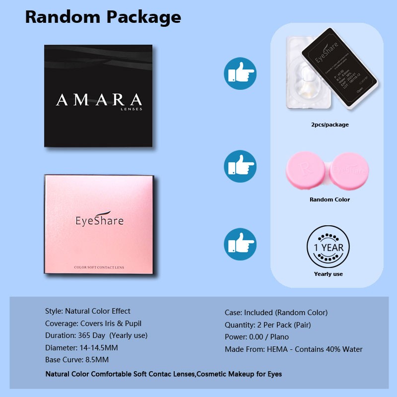 AMARA Contact Lenses 2pcs Colored Lenses Yearly Eyes Colored Contacts Beauty Eye Contacts Cosmetic Lens Colored Contact Lens