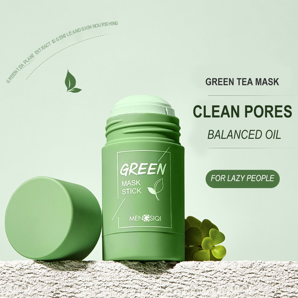 Green Tea Mask Solid Face Mask Oil Control Stick Moisturizing Cleaning Mask Acne Treatment Blackhead Removing Pores Purifying