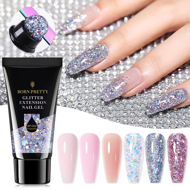 Born Pretty Gel For Nail Extension Clear Glitter Extension Soak Off UV Gel Polish Nail Art Acrylic UV Gel Polish Manicure