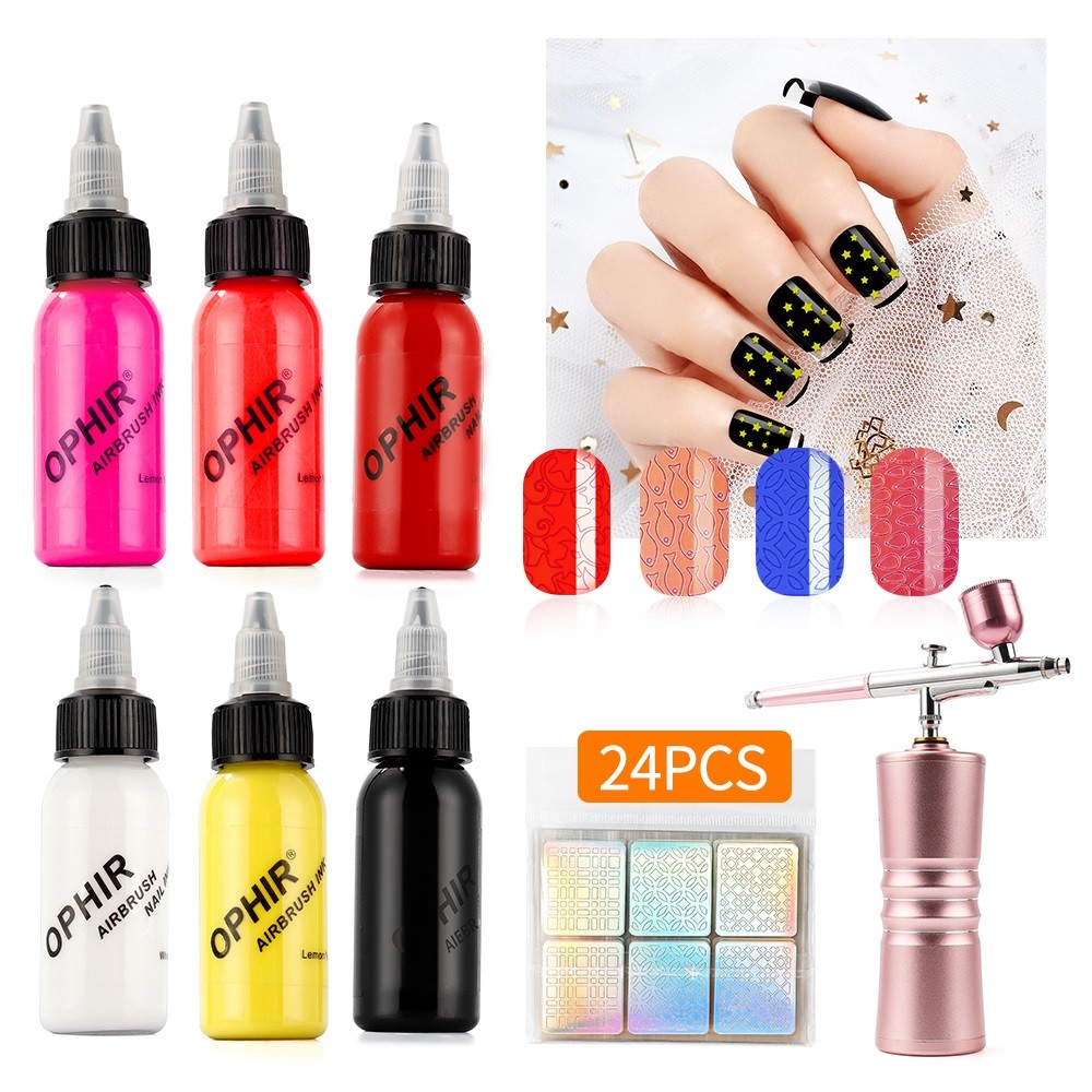 Nail Airbrush Inks 4 Colors 30ml Spray Gun Nail Art Nail Polish Pigments Airbrush Set Manicure Tools