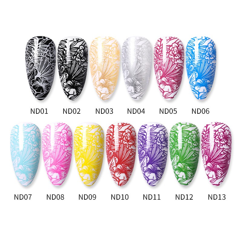 nicole diary stamping nail polish black white gold silver nail art printing varnish DIY design for stamping nail plate shellac