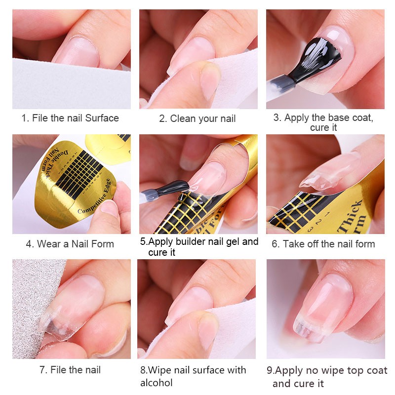 MSHARE Nails Quick Builder Nail Extension Gel Set Kits Building Clear Nail Tips Cure With UV Led Lamp 6pcs 10ml