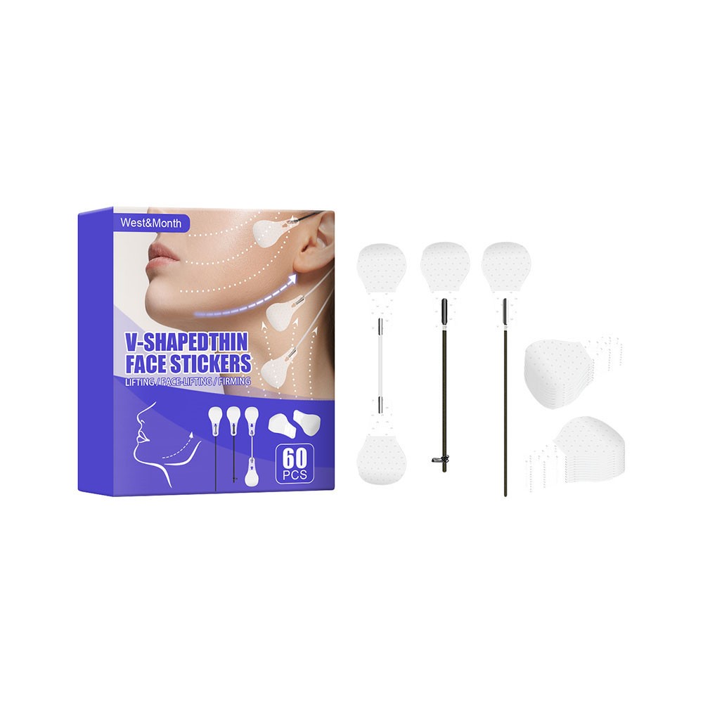 60pcs Thin Face Stickers Set Face Lifting Patches Chin Lifting Tape V Shape Face Line Lifting Wrinkle Sagging Tightening Skin Care Tool