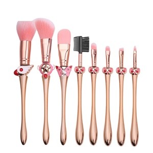 Anime Cosplay Brush Cosmetic Makeup Brushes Tool Set 8pcs Kit Eye Liner Shader Foundation Powder Natural Synthetic Hair Pink