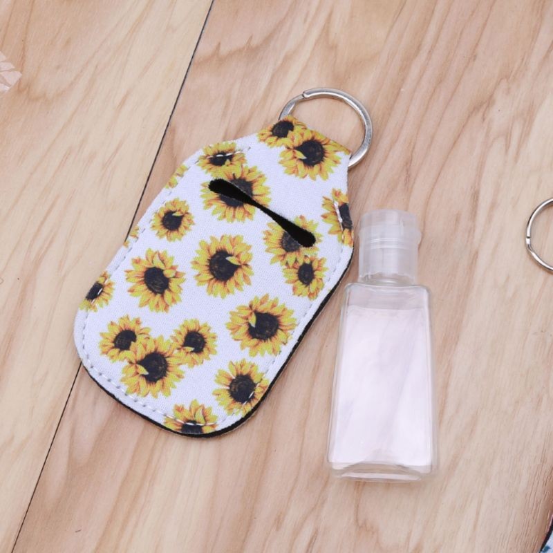 Portable 1oz Refillable Empty Travel Bottles With Keychain Holder Wristlet Set Keychain Bottle Container With Flip Caps