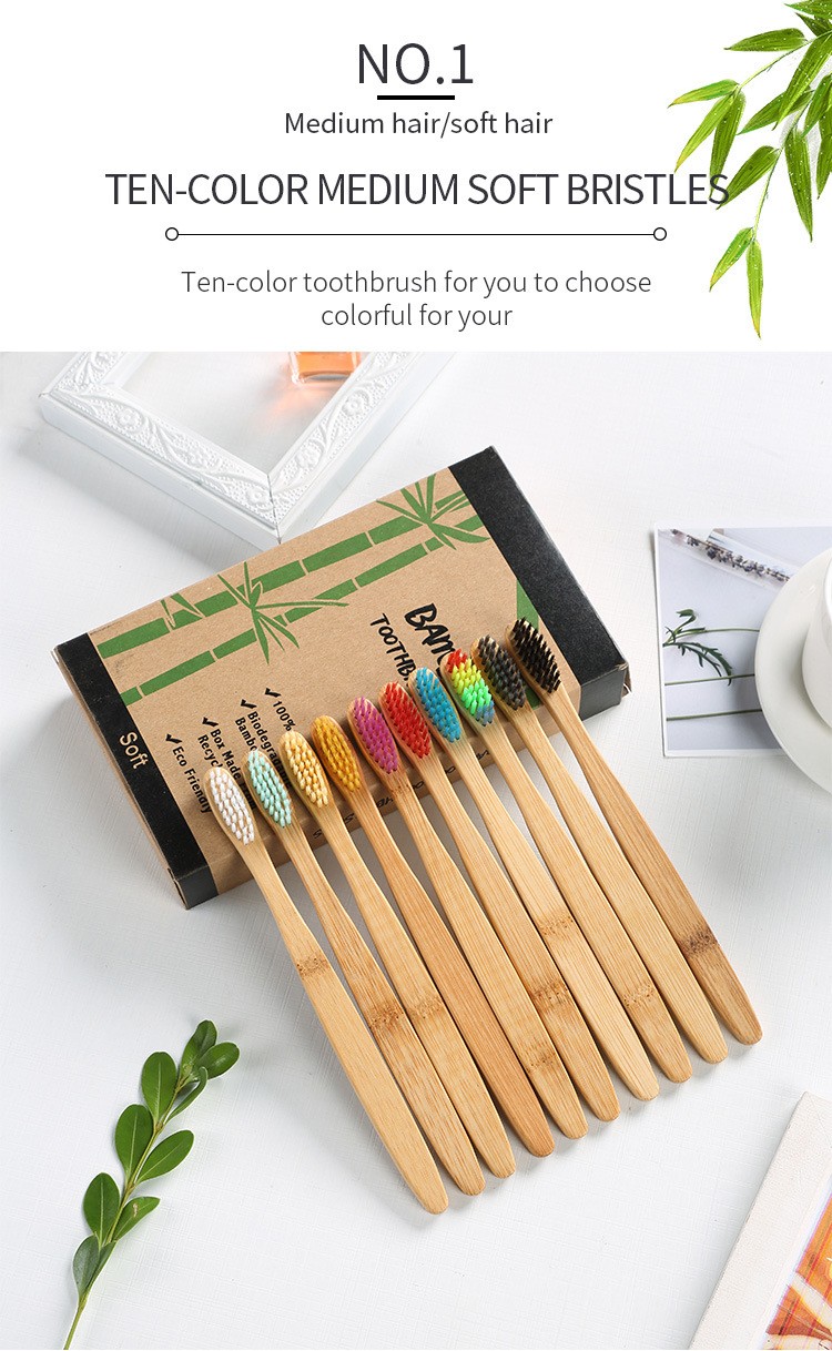 10pcs Bamboo Toothbrush Natural Bamboo Toothbrush Set Soft Bristles Charcoal Teeth Eco Bamboo Toothbrushes Dental Oral Care