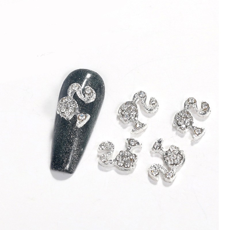 LEAMX 10pcs/bag Clear Rhinestones Nails Art Decorations Beautiful Girls Nail DIY 3D Gems Alloy Nail Diamond Charms Supply L413