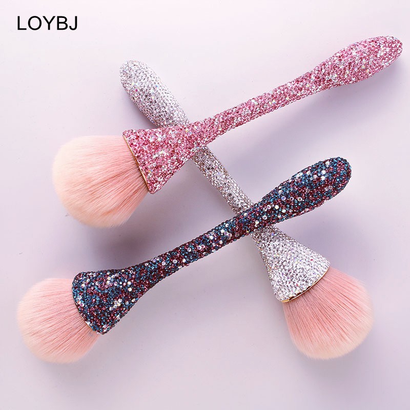 Loebig Luxury Diamond Makeup Brushes Set Shiny Loose Powder Foundation Blush Highlighter Brush Women Face Beauty Tools