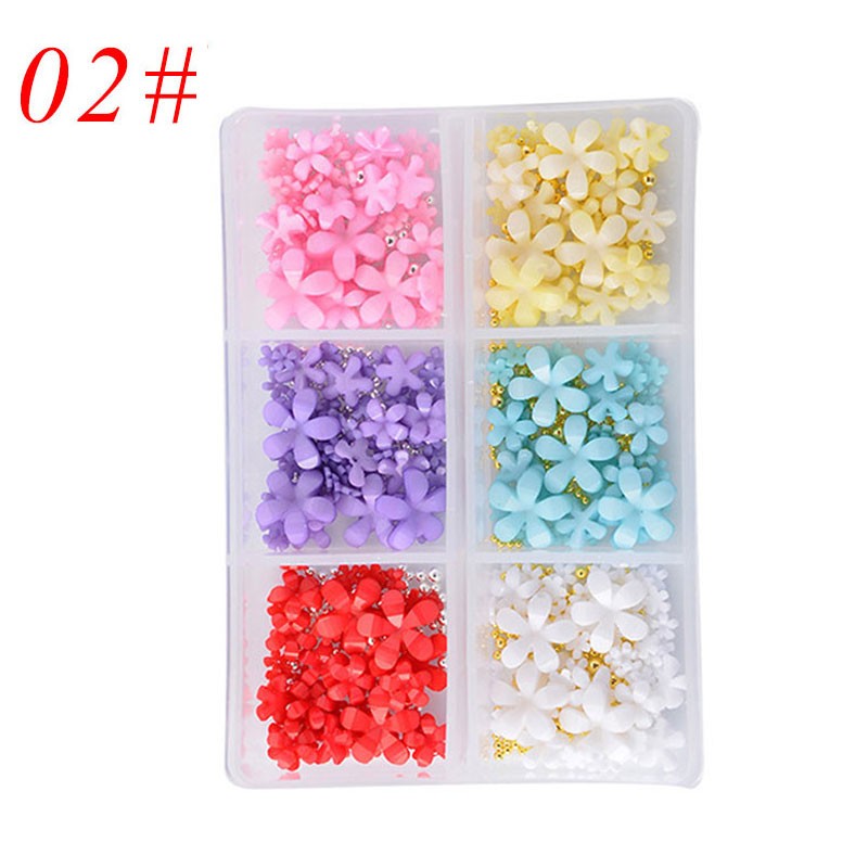 3D Acrylic Flowers Mix Bead Nail Jewel Nail Jewelry Nails Trims Manicure Pearl Flower Five Petal DIY Nail Art