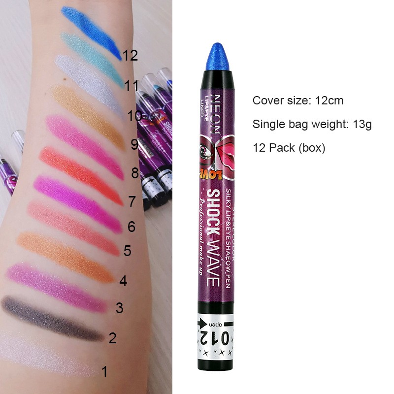 12 Color Pearlescent Silkworm Eyeshadow Pen Long Lasting Waterproof Contour Shadows Makeup Shiny Eye Shadow Stick Cosmetics