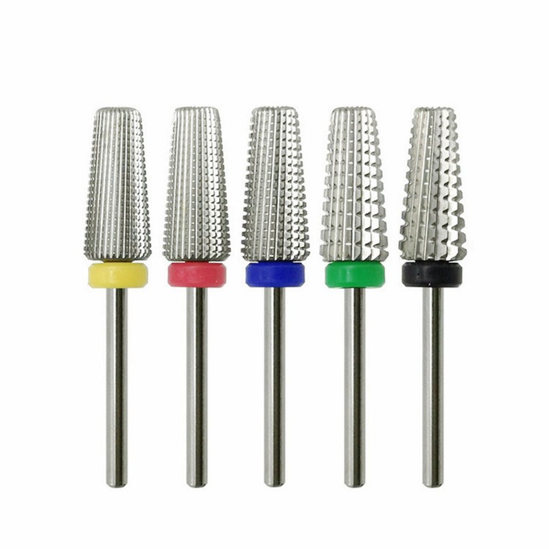 New 5 in 1 Tapered Carbide Nail Drill Bits Two-Way Carbide Drill Bits Accessories Milling Cutter for Manicure Left and Right Hand