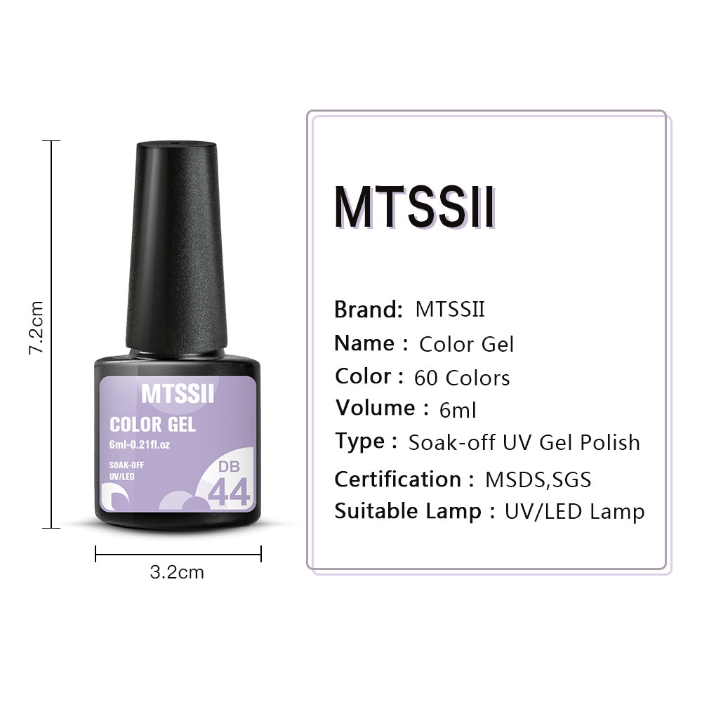 Mtssii 60pcs Color Gel Nail Polish Set Glitter Nail Sequins Gel Soak Off UV Gel Semi Permanent Base Top Gel Nail Art Salon Kits