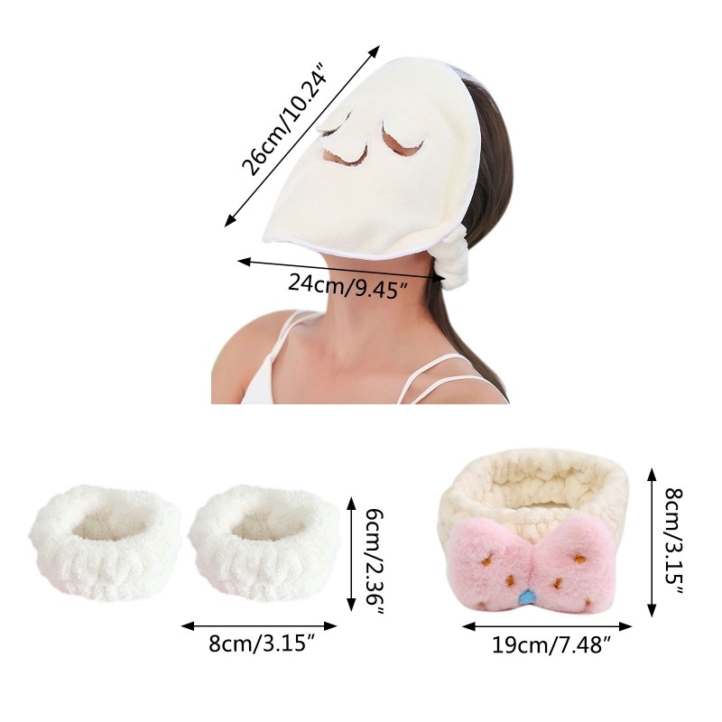 D2TA Hot Face Care Compress Face Towel Headband Wristband Coral Fleece Hair Mask Soft Toweling Hairband Bath Spa