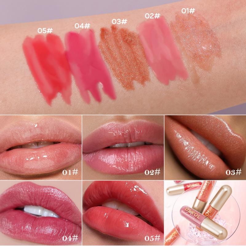 DEROL High Gloss Lipstick Mirror Water Glass Lip Gloss Moisturizing Blur Serum Sealant Oil Lip Gloss Sexy Women Makeup Cosmetics