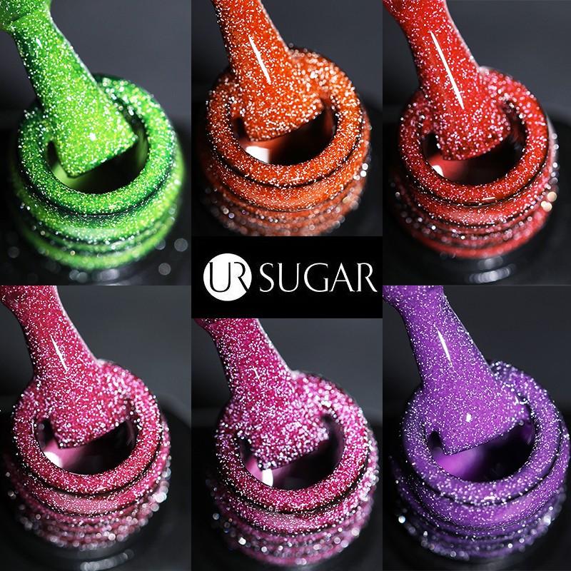 UR SUGAR Neon Reflective Glitter Gel Nail Polish Fluorescence Orange Blue Green Semi Permanent Soak Off UV LED Nail Gel Art