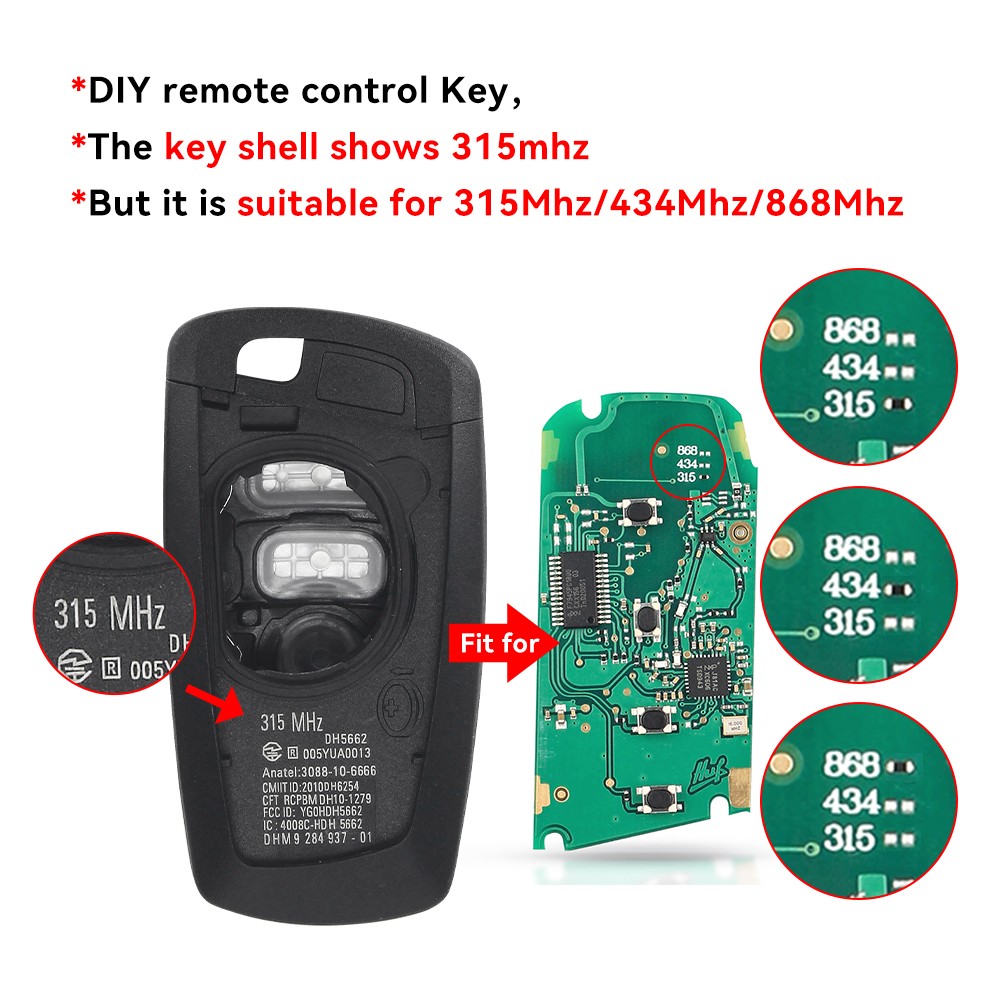 KEYYOU-مفتاح تحكم عن بعد ذكي 3/4 زر ، لسيارات BMW 5 و 7 و F Series ، 315-434 ، YGOHUF5662 / YGOHUF5767 ، 868 ميجا هرتز ، 2009 ميجا هرتز ، 2016 ميجا هرتز