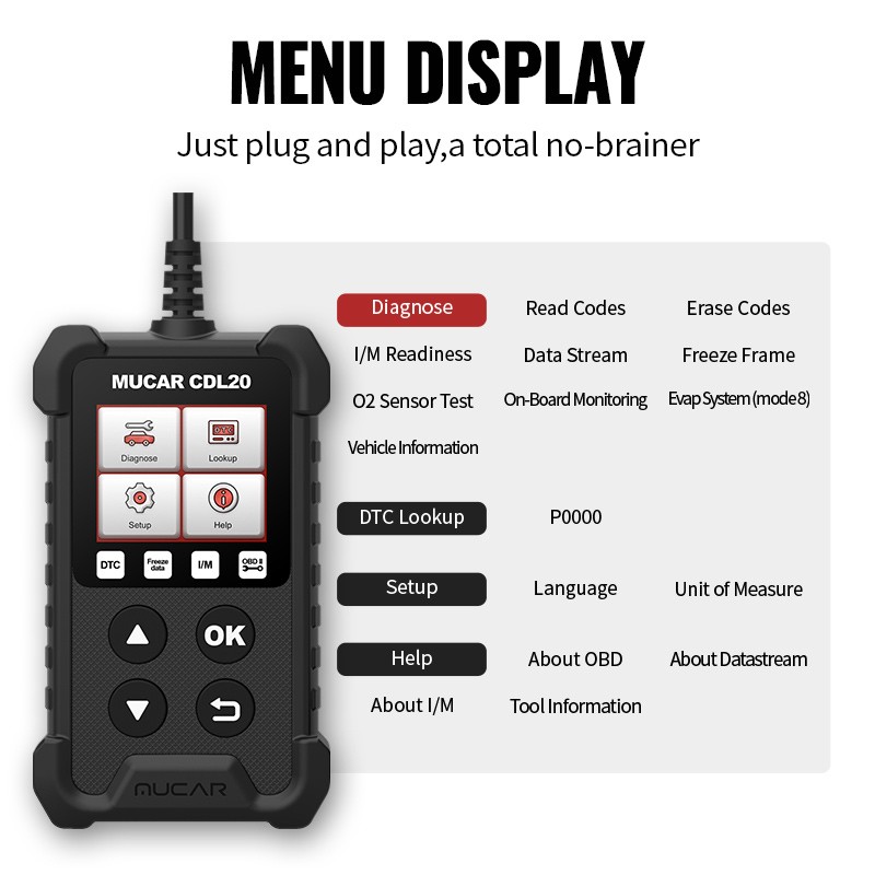 MUCAR CDL20 OBD2 ماسح الرادار الخاص بالسيارة obd2 السيارات أداة تشخيص pk elm327 cr3001 رمز القارئ OBD2 أداة تشخيص السيارات شحن مجاني