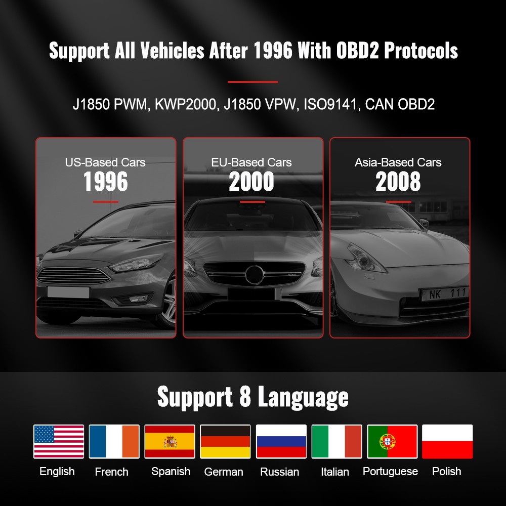 ماسح ضوئي موكار CDE500 Obd2 للسيارات كامل Obd 2 وظيفة أدوات تشخيص قارئ شفرة تشخيص السيارة DTC بحث PK THINKOBD 500