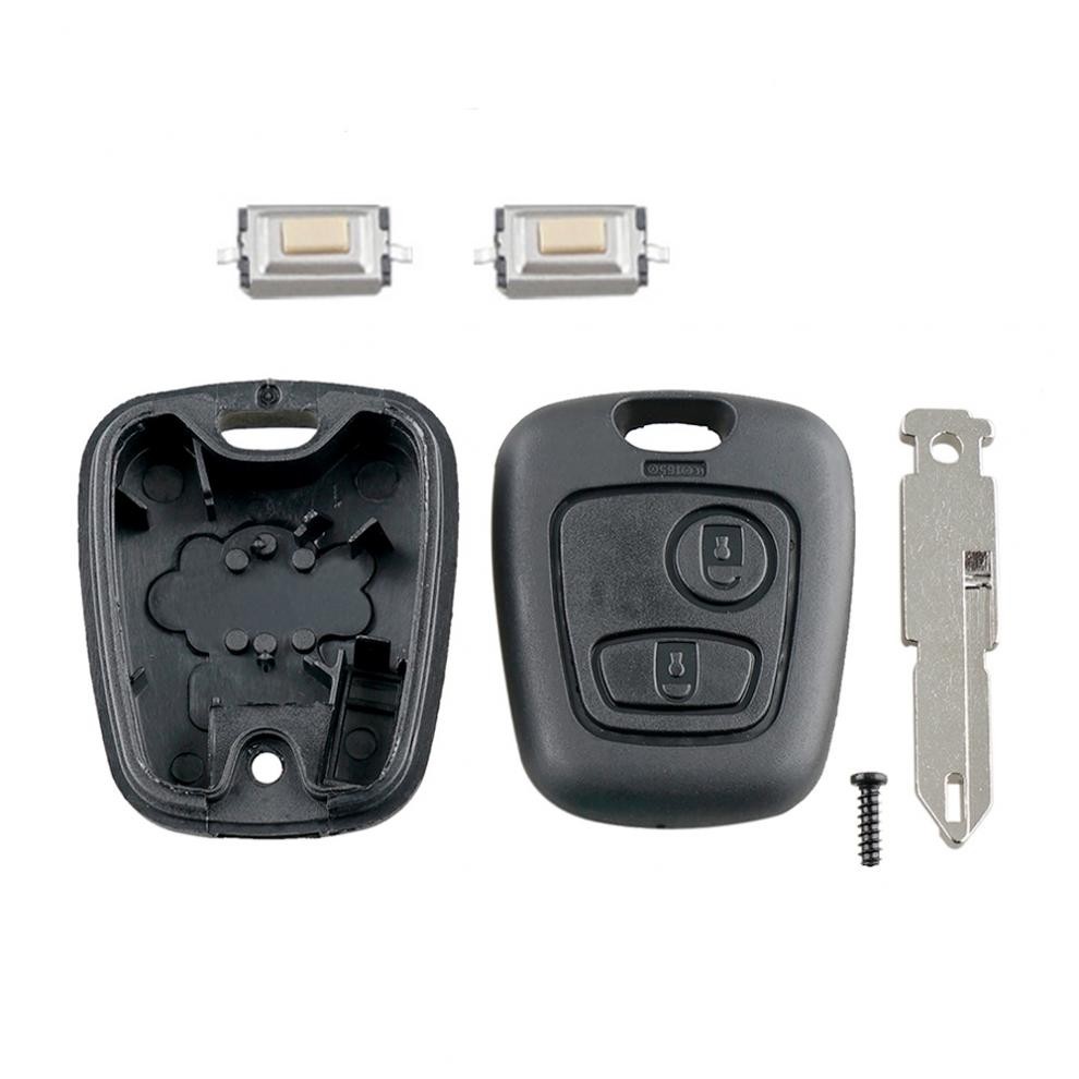 2 Buttons Car Remote Key Shell Fob Key Case With 206 Key Blade Micro Fit For Peugeot 106 107 206 207 306 307 406 407