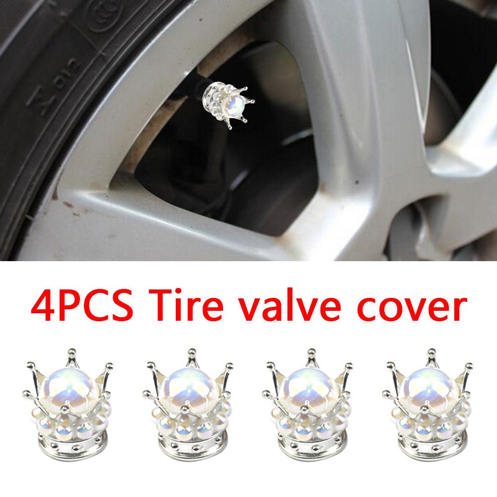 4pcs Universal Crown Car Tire Valve Caps Replacement ABS Dust-proof Car Wheel Tire Valve Cover Cover Car Accessories