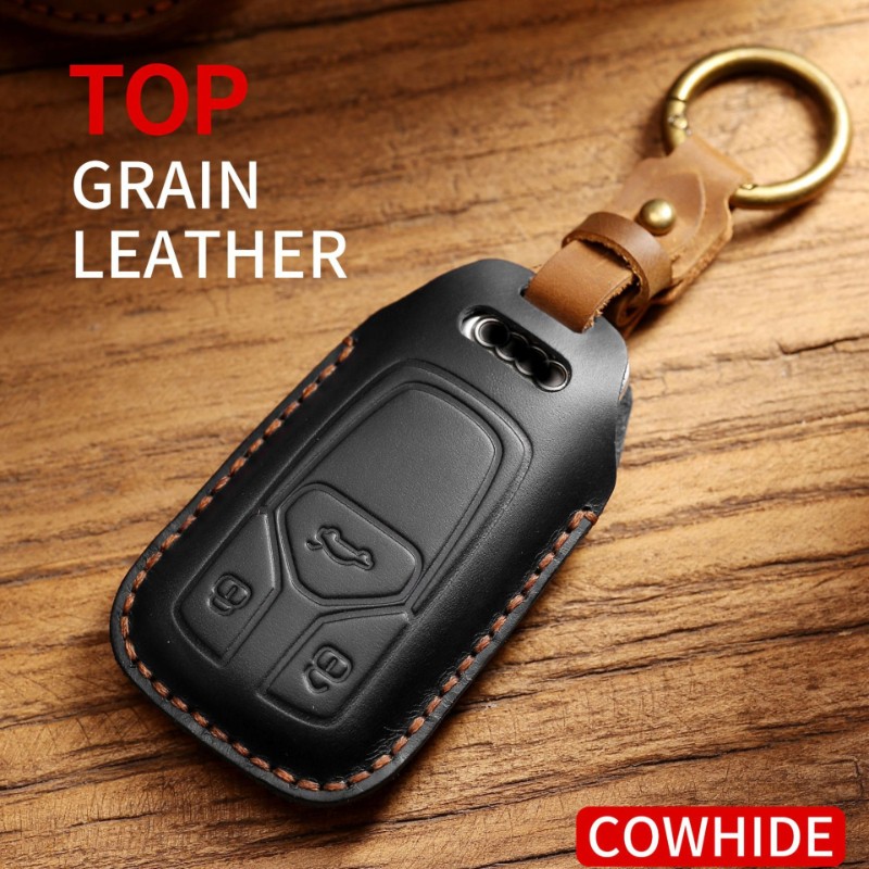 Luxury Leather Car Key Case Cover Fob Protector Key Chain Holder For Audi A4L Q5 A6L A3 A5 Auto Accessories Remote Keyring Bag