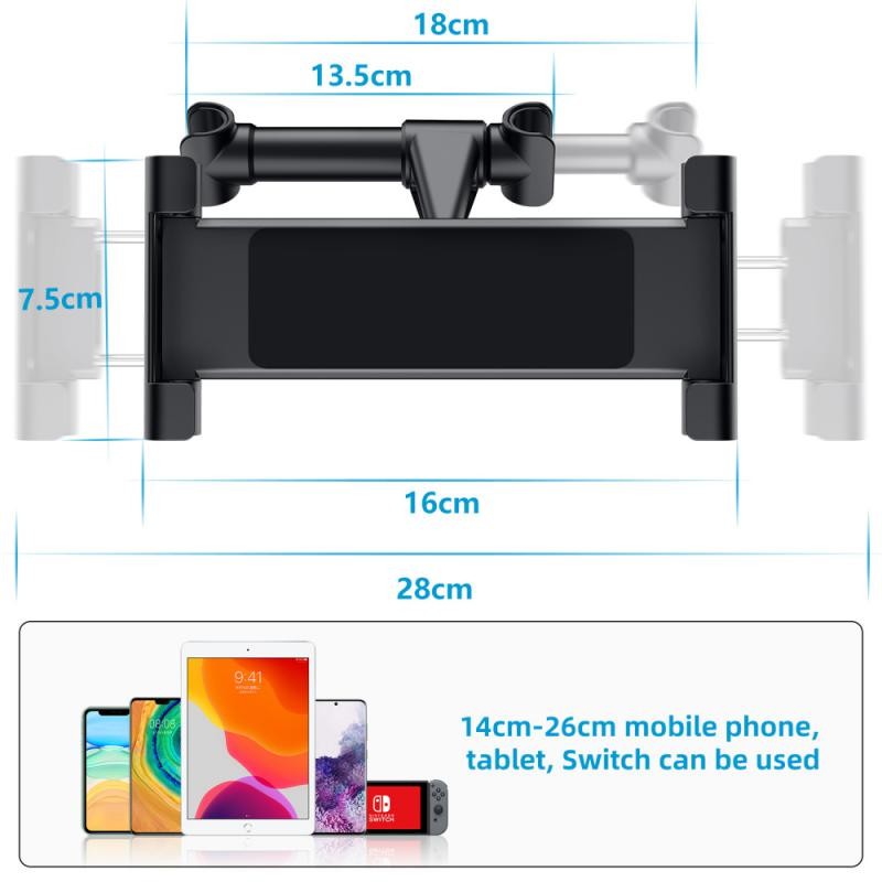 Car back seat mobile phone ipad bracket car headrest bracket rear row lazy telescopic bracket for 4-11 inch mobile phone