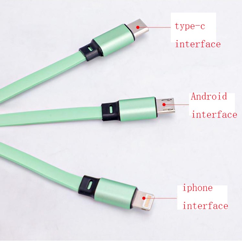 3 in 1 Car Charger Data Cable for Android iPhone Type-c iPhone Huawei Samsung Mobile Phone Fast Charging USB Cable Cable